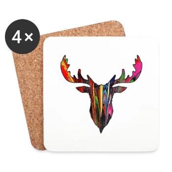 Deer Black Forest Colorful * Street art * Jack Joblin - Coasters (set of 4) - white - Front