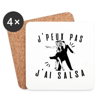 J peux pas j ai Salsa idée cadeau t-shirt - Dessous de verre (lot de 4) - blanc - Devant