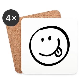 Smile with Tongue Gift Gift Idea - Dessous de verre (lot de 4) - blanc - Devant