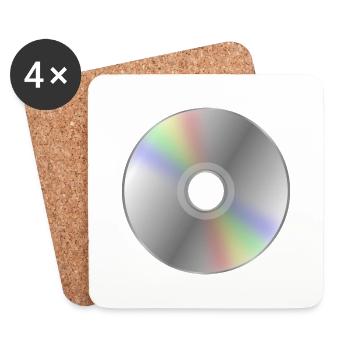 Retro DVD / CD Nostalgie - Untersetzer (4er-Set) - Weiß - Vorne