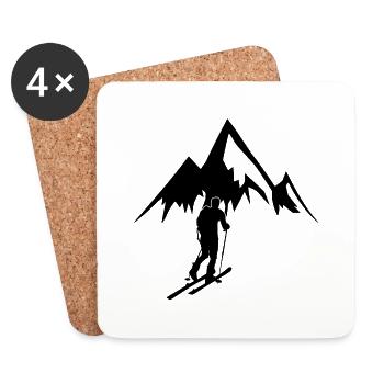 Ski Touring Touring Ski Gift Skiing Mountain Hiking - Coasters (set of 4) - white - Front