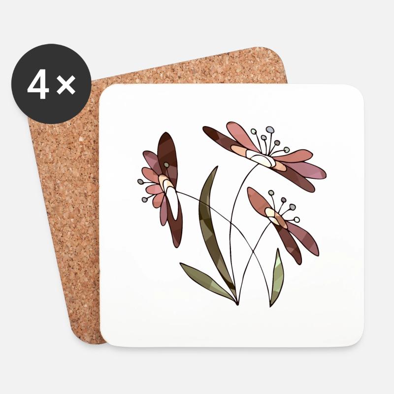 Blumen - Untersetzer (4er-Set) - Weiß