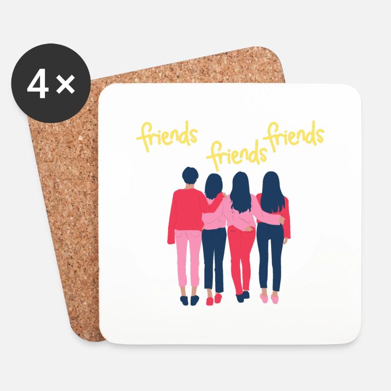 Freunde, Freunde, Freunde - Untersetzer (4er-Set) - Weiß