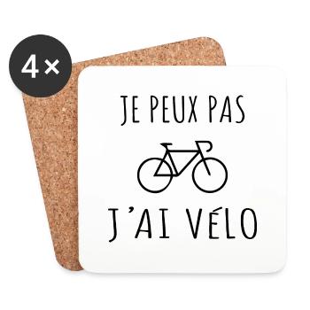 Je Peux Pas J'ai Vélo - Dessous de verre (lot de 4) - blanc - Devant