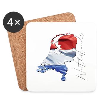 Niederlande | echte Flagge | Flag Map EN - Untersetzer (4er-Set) - Weiß - Vorne