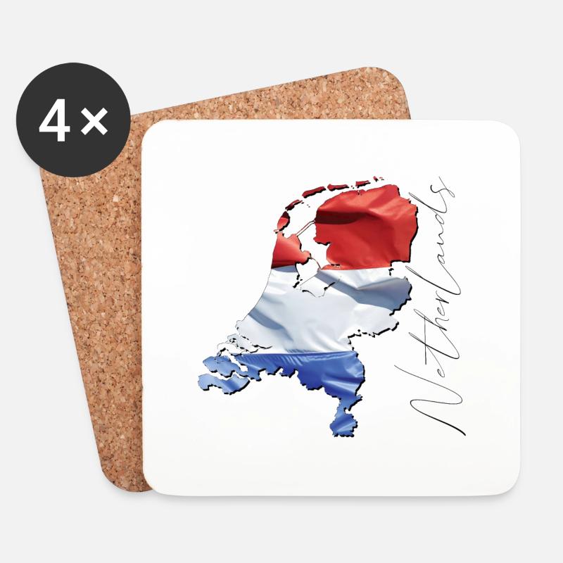 Niederlande | echte Flagge | Flag Map EN - Untersetzer (4er-Set) - Weiß