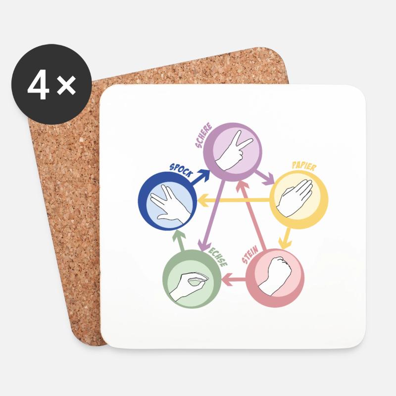 Spock Stone Scissors - Big Bang - Coasters (set of 4) - white