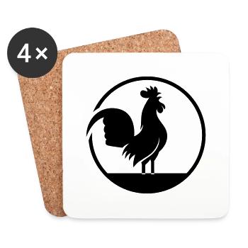 rooster singing - Coasters (set of 4) - white - Front