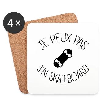 JE PEUX PAS J AI SKATEBAORD - Dessous de verre (lot de 4) - blanc - Devant