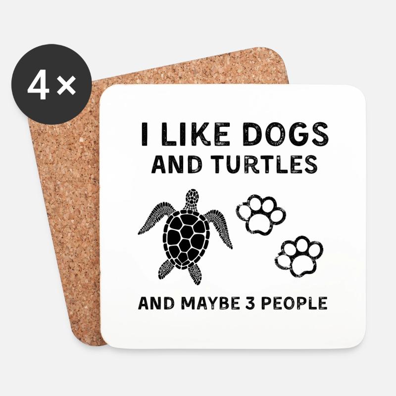 DOGS AND TURTLES - Untersetzer (4er-Set) - Weiß