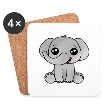 Elefant - Untersetzer (4er-Set) - Weiß - Vorne