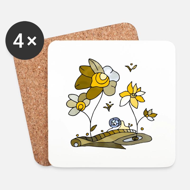 Blumen - Untersetzer (4er-Set) - Weiß