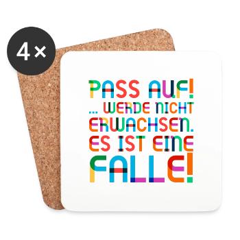 T-Shit mit lustigem Spruch über das Erwachsensein - Untersetzer (4er-Set) - Weiß - Vorne