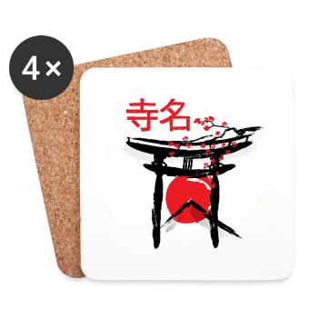 Japanischer Tempel Japan Sonne - Untersetzer (4er-Set) - Weiß - Vorne