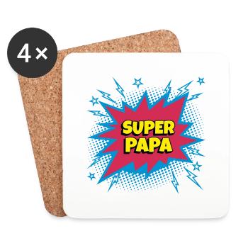 Super Papa (super Heroin) - Untersetzer (4er-Set) - Weiß - Vorne
