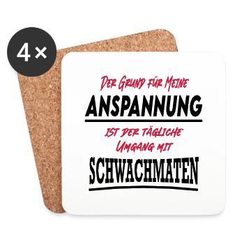 Sprüche Umgang Schwachmat - Untersetzer (4er-Set) - Weiß - Vorne