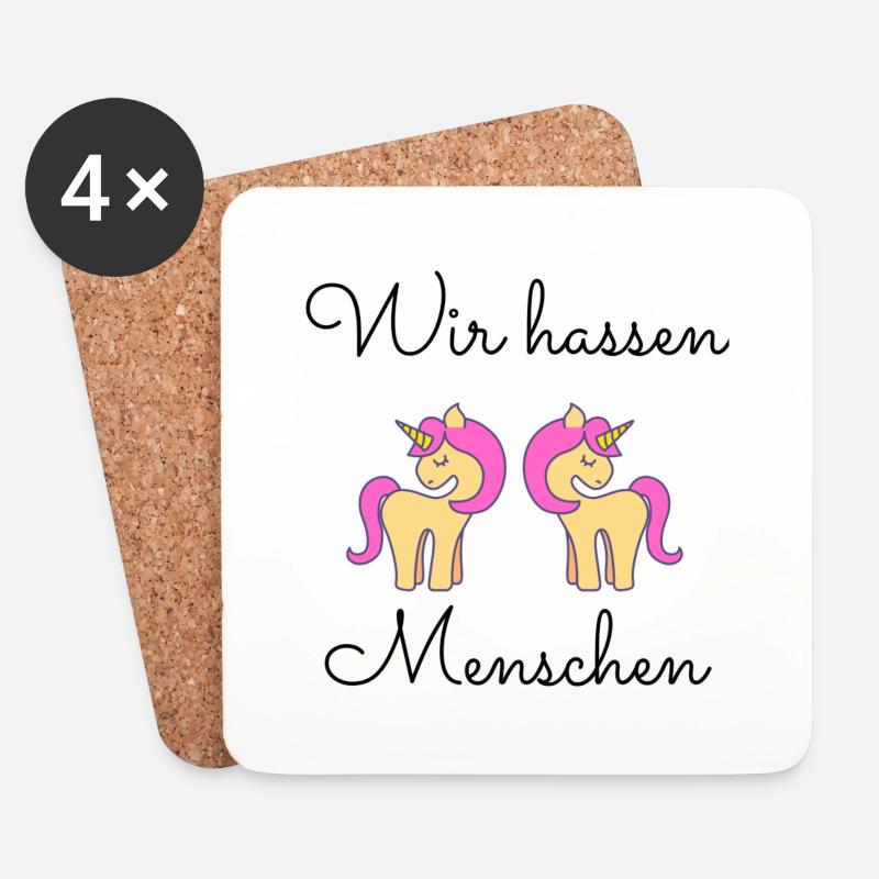 Wir hassen Menschen Einhorn - Untersetzer (4er-Set) - Weiß