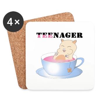 Teenager, Tee-Nager - Untersetzer (4er-Set) - Weiß - Vorne