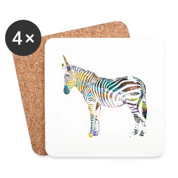 Zebra,unicorn, colorful, illustration,graffiti - Coasters (set of 4) - white - Front