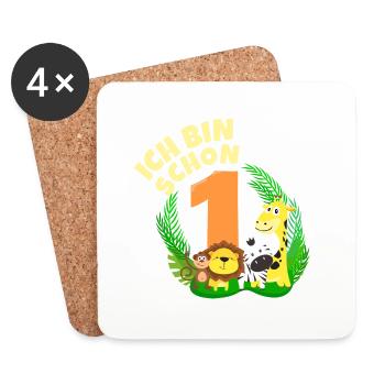 Ich bin schon 1 Jahr alt Dschungel Tier Geburtstag - Untersetzer (4er-Set) - Weiß - Vorne