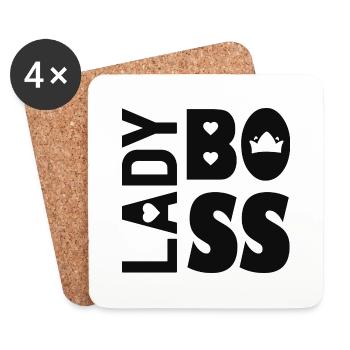 Ladyboss - Lady Boss - Girlboss - Untersetzer (4er-Set) - Weiß - Vorne