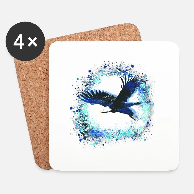 Adler,hellblau,fliegen, Illustration,vogel, mint - Untersetzer (4er-Set) - Weiß