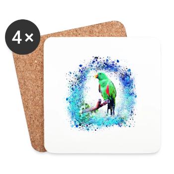sittich ara,,vogel,graffiti,mint,blau,brush,spray - Untersetzer (4er-Set) - Weiß - Vorne