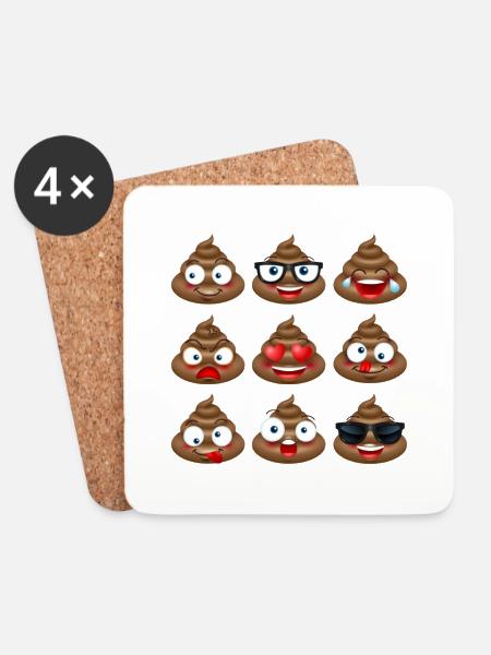Poop-Emojis - Untersetzer (4er-Set) - Weiß