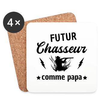 Futur chasseur comme papa - Dessous de verre (lot de 4) - blanc - Devant