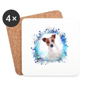 russel terrier, terrier, Jack Russell Terrier,blue - Coasters (set of 4) - white - Front