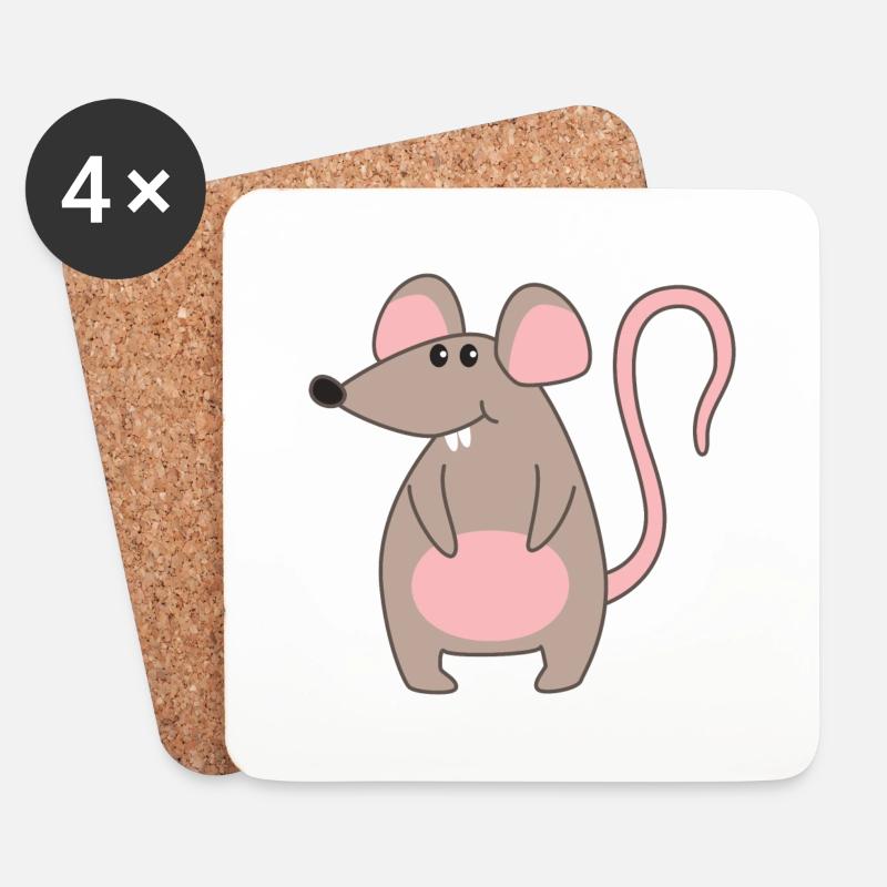 Ratte - Untersetzer (4er-Set) - Weiß