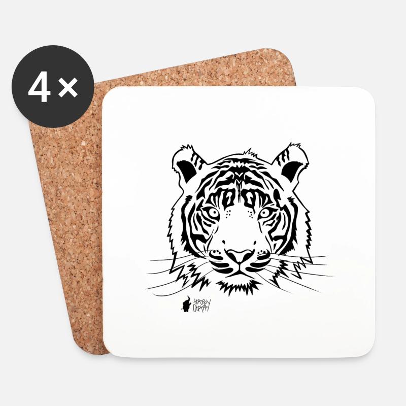Tiger outline - Untersetzer (4er-Set) - Weiß