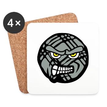 petanque face cartoon feroce - Coasters (set of 4) - white - Front