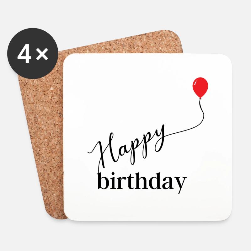 happy birthday - Untersetzer (4er-Set) - Weiß