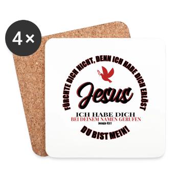 Jesus Christus Shirt Taufspruch Jesaja 43:1 Taufe - Untersetzer (4er-Set) - Weiß - Vorne