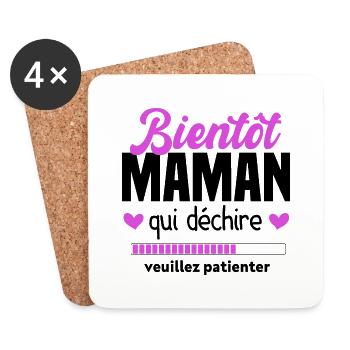 Bientôt Maman Qui Déchire Veuillez Patienter Mère - Dessous de verre (lot de 4) - blanc - Devant