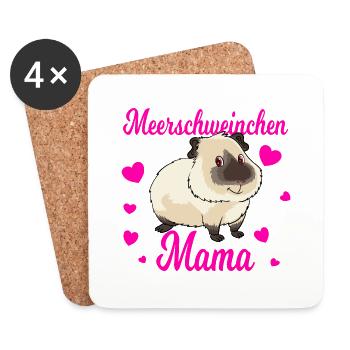 Meerschweinchen Mama für einen Meerschweinchen - Untersetzer (4er-Set) - Weiß - Vorne