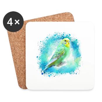 canari, graffiti,oiseau,peinture,coloré - Dessous de verre (lot de 4) - blanc - Devant