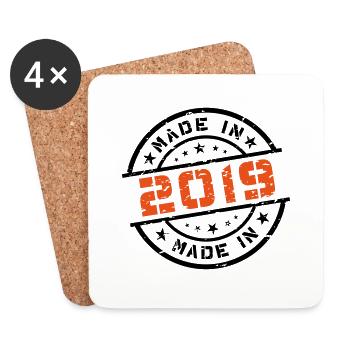Year of birth Birthday Born In 2019 - Made in 2019 - Coasters (set of 4) - white - Front