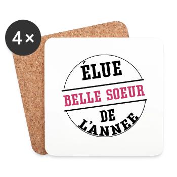 Elue belle soeur de l'année cadeau belle soeur - Dessous de verre (lot de 4) - blanc - Devant