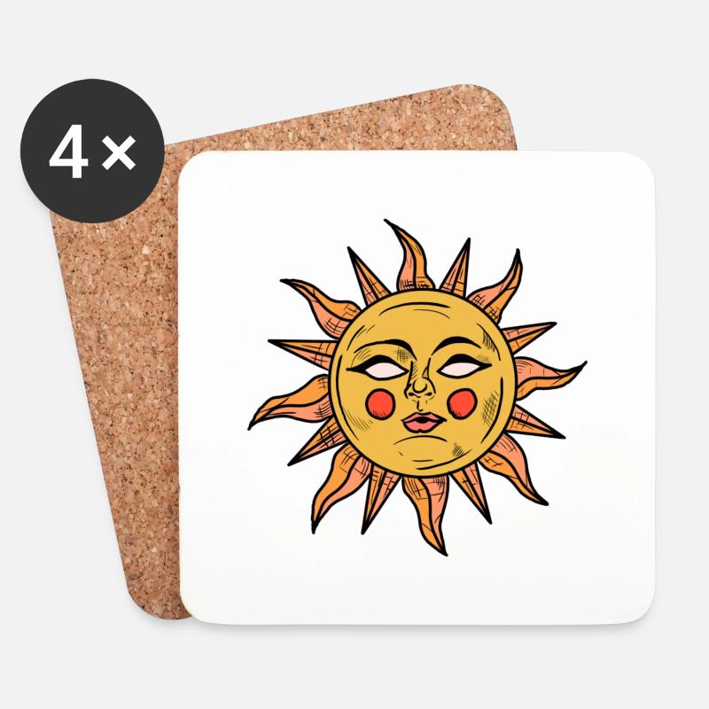 Sonne - Untersetzer (4er-Set) - Weiß