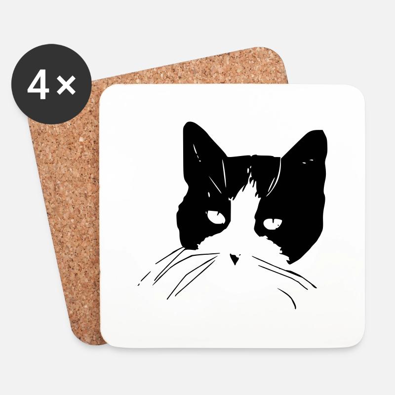 Katzengesicht - Untersetzer (4er-Set) - Weiß