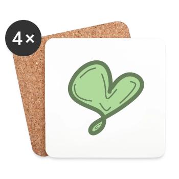 cœur vert - Dessous de verre (lot de 4) - blanc - Devant
