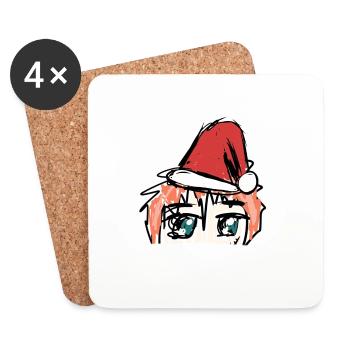 manga de Noël - Dessous de verre (lot de 4) - blanc - Devant