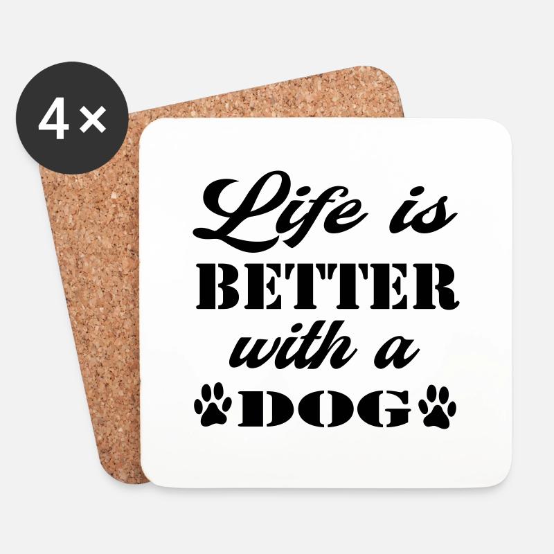 Life Dog 01 - Untersetzer (4er-Set) - Weiß
