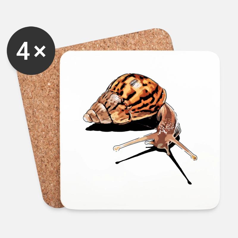snail - schnecke - Untersetzer (4er-Set) - Weiß