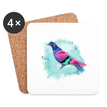 colorful deaf,deaf,bird,watercolor,graffiti - Coasters (set of 4) - white - Front