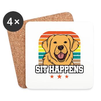 GOLDEN RETRIEVER sit happens - Coasters (set of 4) - white - Front
