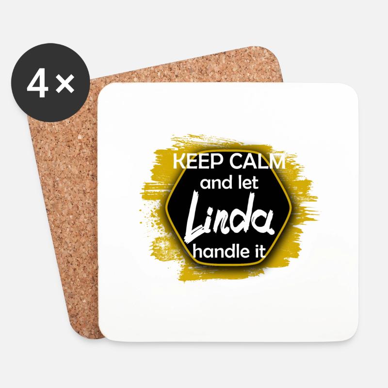 Keep Calm let Linda handle it lustiger Spruch - Untersetzer (4er-Set) - Weiß