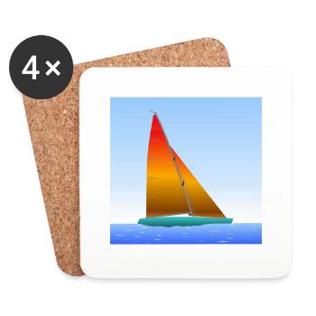 Sailing ship - Coasters (set of 4) - white - Front